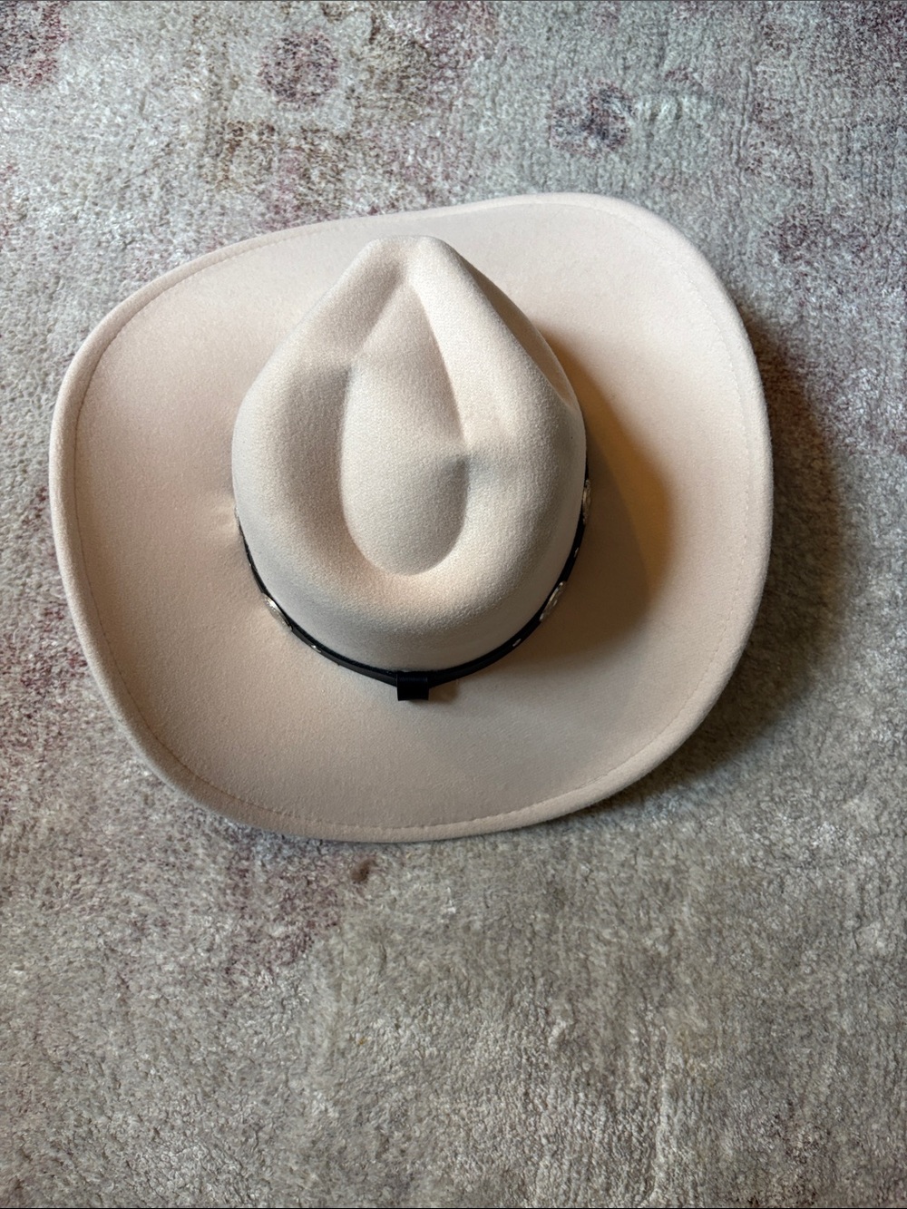 Cream Felt Structured Cowboy Hat with Decorative Band